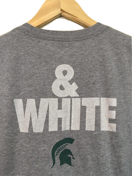 Michigan State Green & White Spartans TShirt Gray Front Back Graphics SMALL Nike - Picture 4 of 5